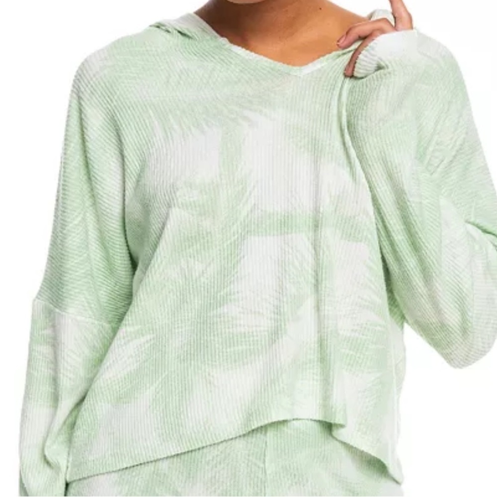 Roxy Endless Daze Hoodie Tie Dye Palm Tree Size S Ribbed Relaxed Fit Super Soft